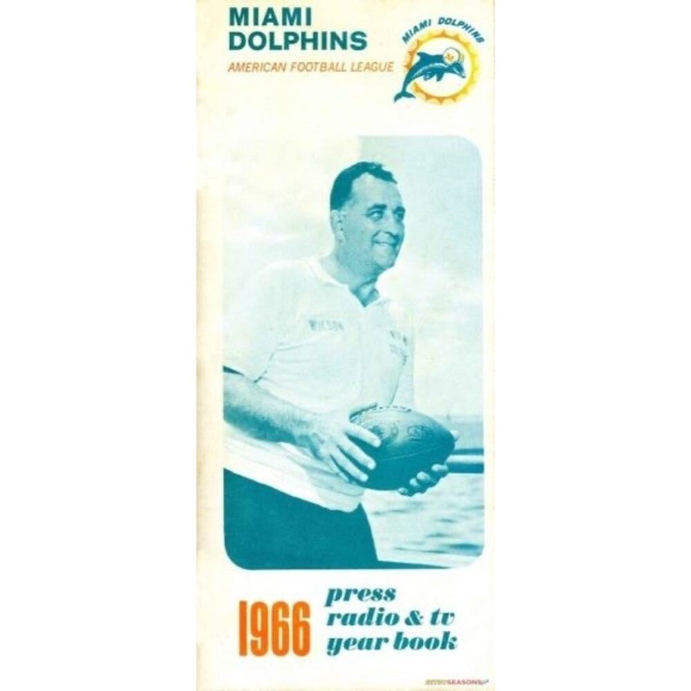 1966 Miami Dolphins Press Radio TV Year Book AFL Cover On 12x8in Metal Sign